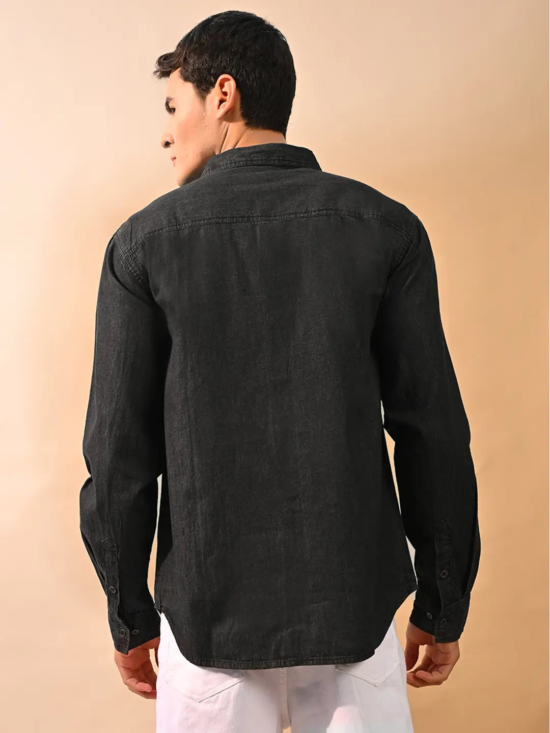 The BlueVibe black denim shirt for men