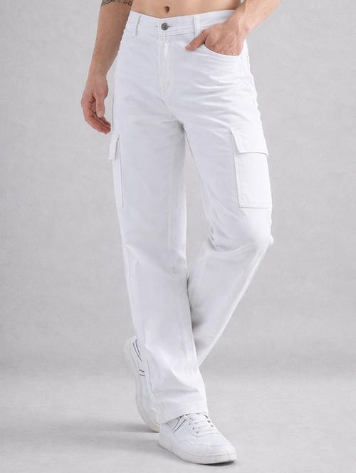 The Blue Vibe  White + Black - Set of 2 (combo Set) denim cargo's for men