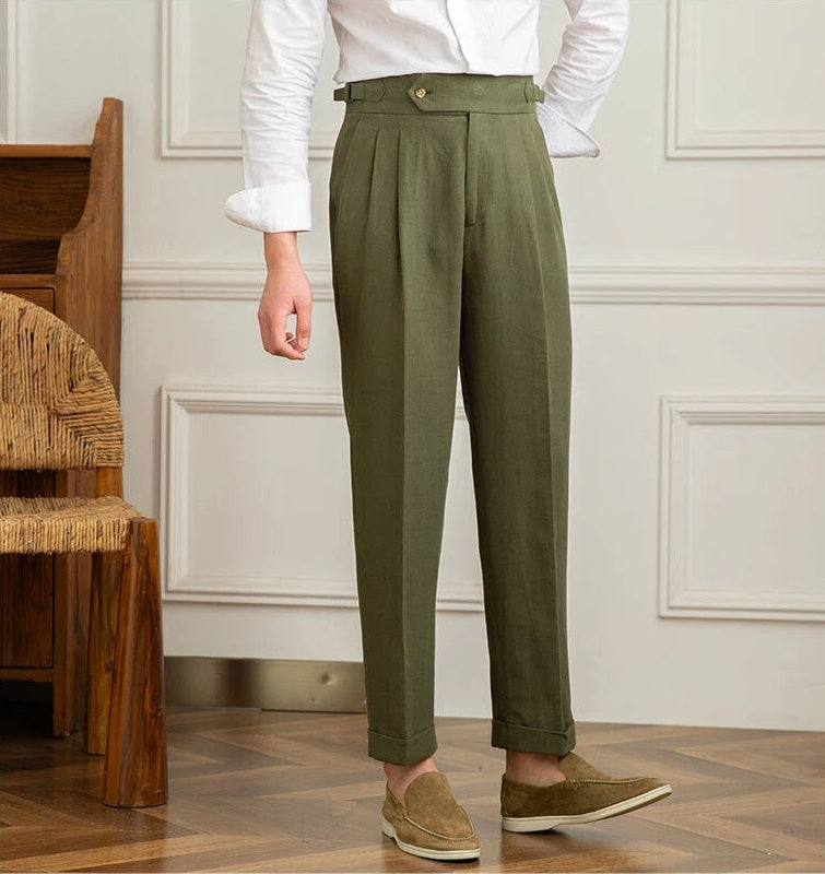 The BlueVibe Olive Green Premium Italian Pattern Cotton Gurkha Pant.