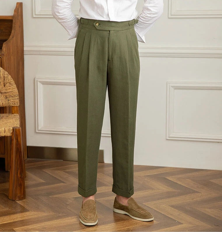 The BlueVibe Olive Green Premium Italian Pattern Cotton Gurkha Pant.