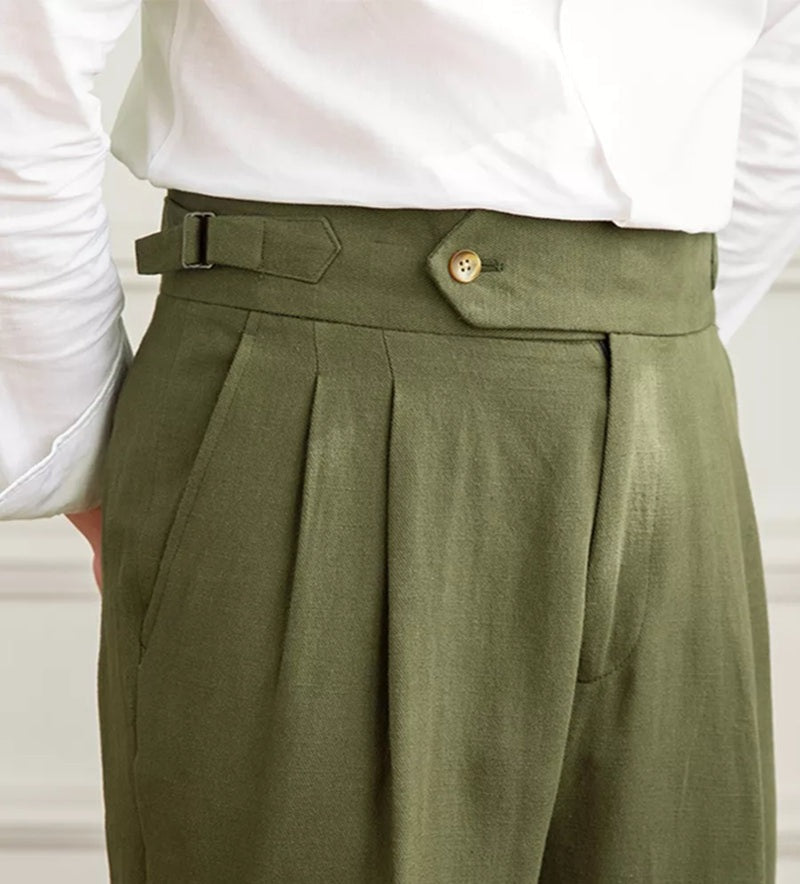 The BlueVibe Olive Green Premium Italian Pattern Cotton Gurkha Pant.