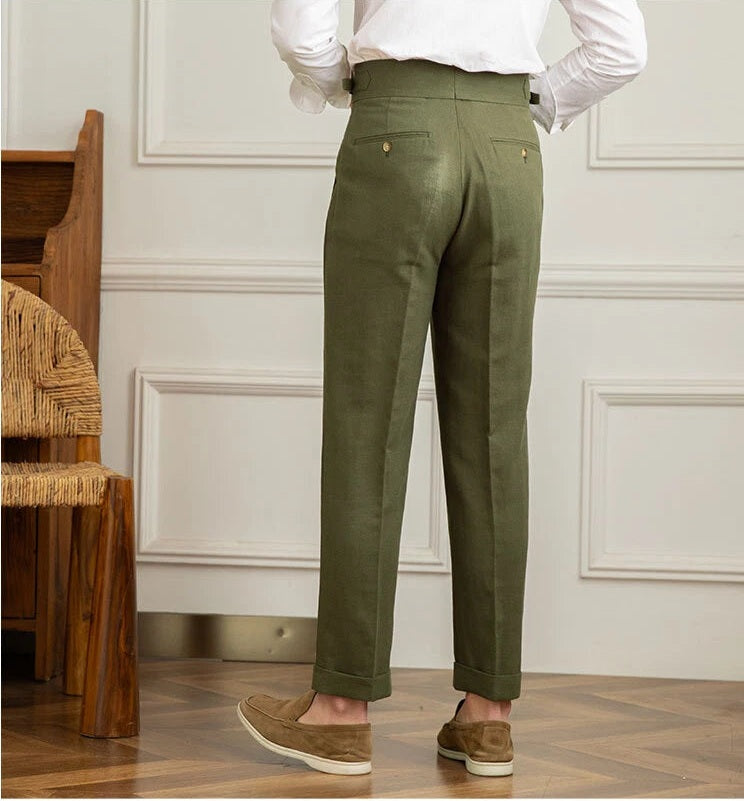 The BlueVibe Olive Green Premium Italian Pattern Cotton Gurkha Pant.