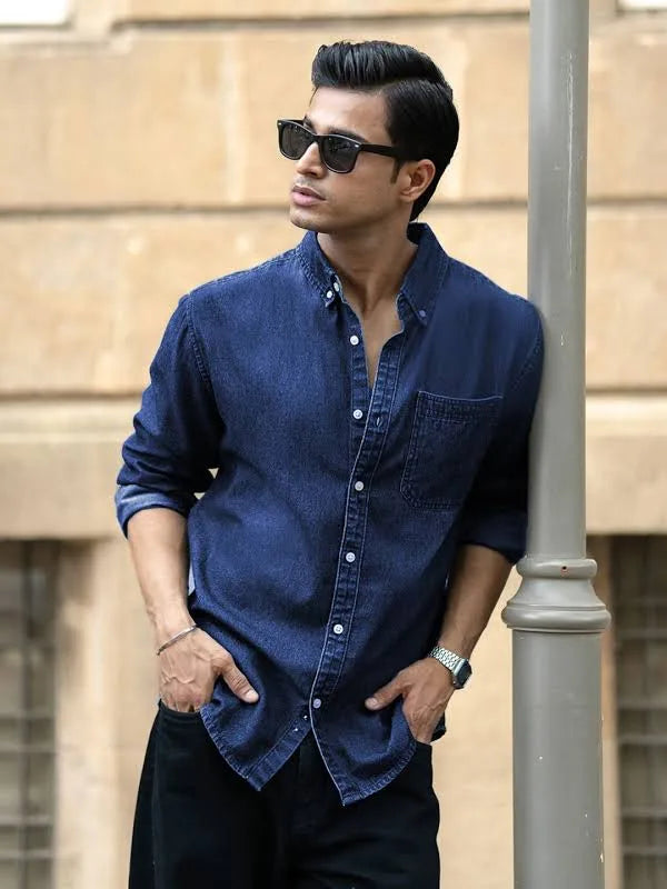 The BlueVibe blue denim shirt for men