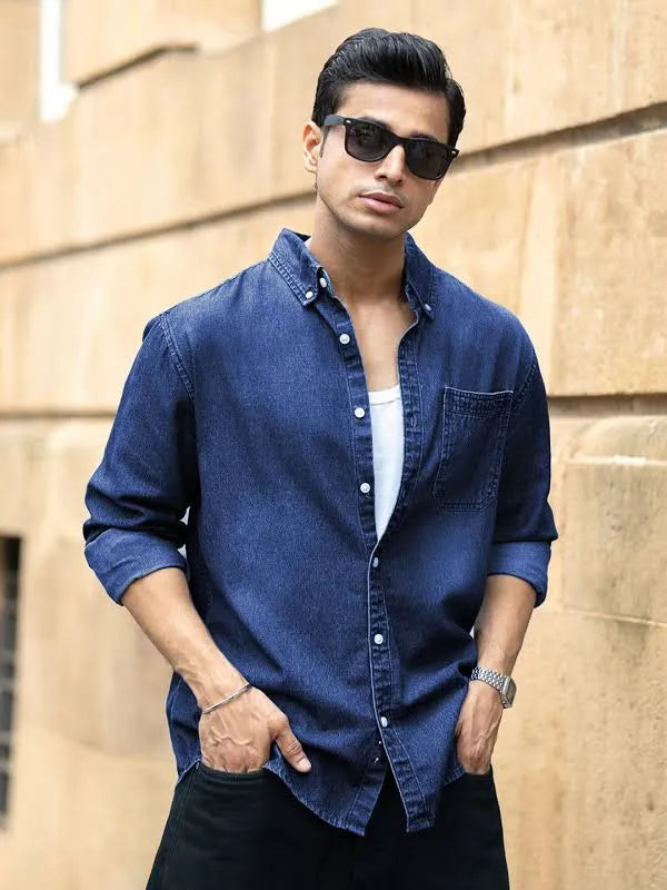 The BlueVibe blue denim shirt for men