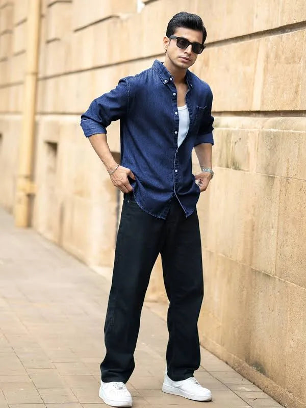 The BlueVibe blue denim shirt for men