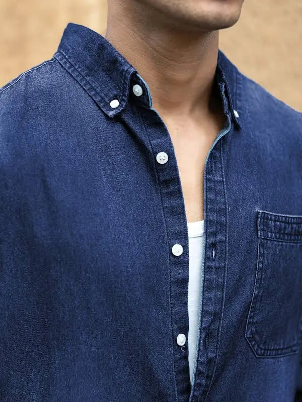 The BlueVibe blue denim shirt for men